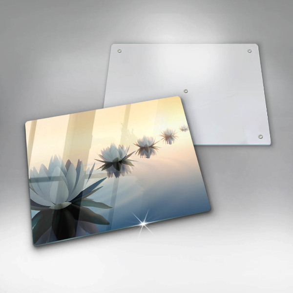 Üveg vágódeszka Liliom virágok a vízen