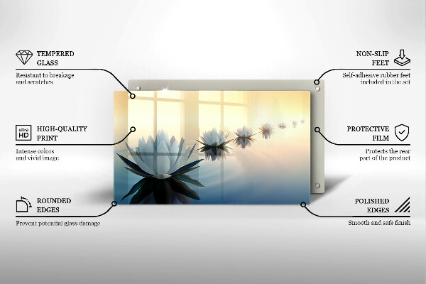 Üveg vágódeszka Liliom virágok a vízen