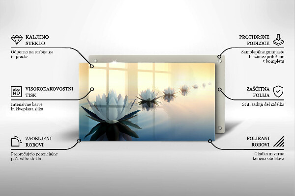 Üveg vágódeszka Liliom virágok a vízen