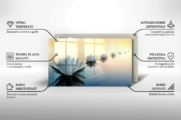 Üveg vágódeszka Liliom virágok a vízen