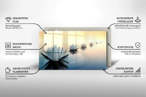 Üveg vágódeszka Liliom virágok a vízen