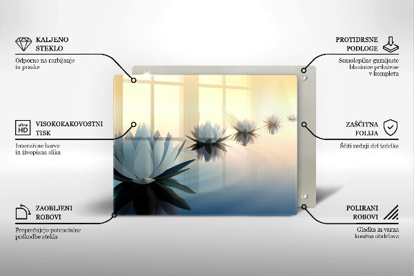 Üveg vágódeszka Liliom virágok a vízen