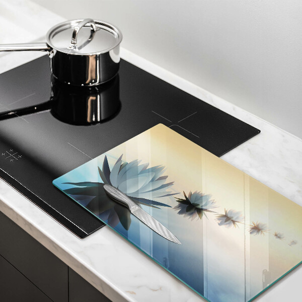 Üveg vágódeszka Liliom virágok a vízen