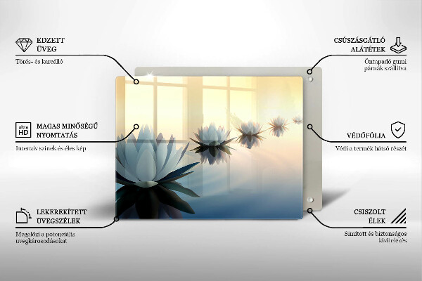 Üveg vágódeszka Liliom virágok a vízen