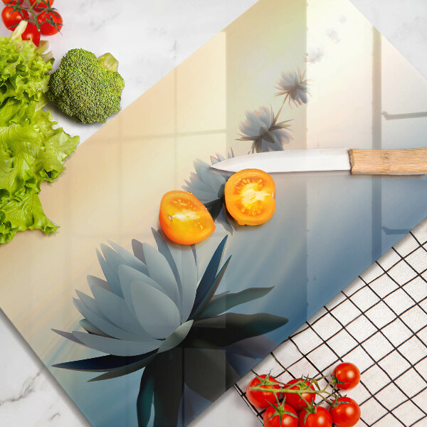 Üveg vágódeszka Liliom virágok a vízen