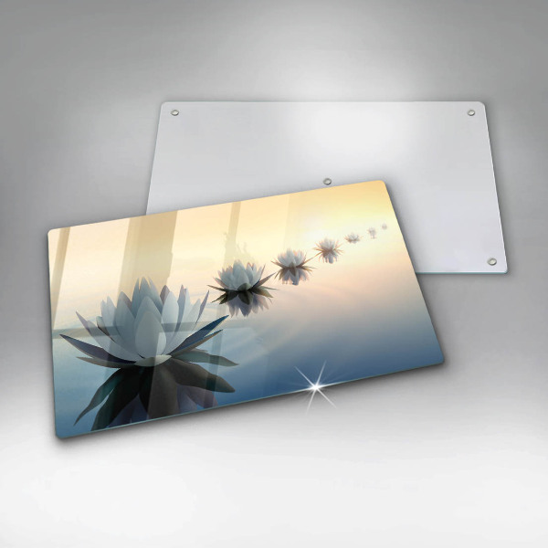 Üveg vágódeszka Liliom virágok a vízen