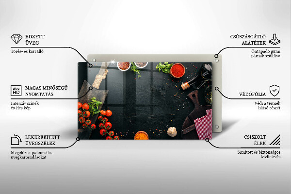 Üveg vágódeszka koktélparadicsom