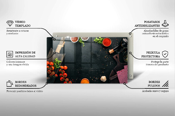 Üveg vágódeszka koktélparadicsom