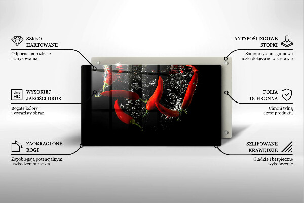 Üveg vágódeszka Chili paprika vízben