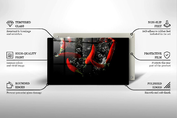 Üveg vágódeszka Chili paprika vízben