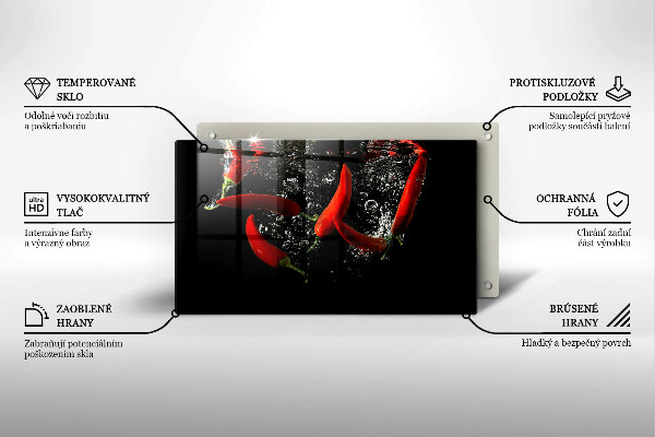 Üveg vágódeszka Chili paprika vízben