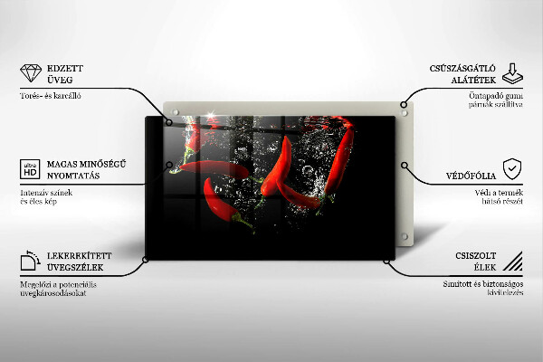 Üveg vágódeszka Chili paprika vízben