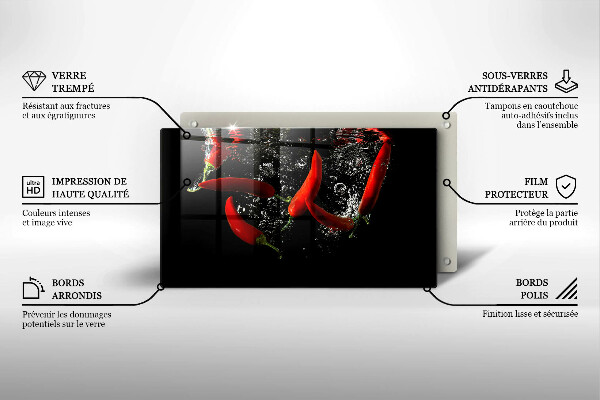 Üveg vágódeszka Chili paprika vízben