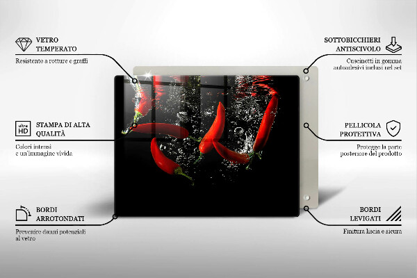 Üveg vágódeszka Chili paprika vízben