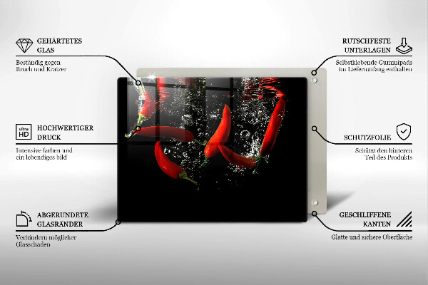 Üveg vágódeszka Chili paprika vízben