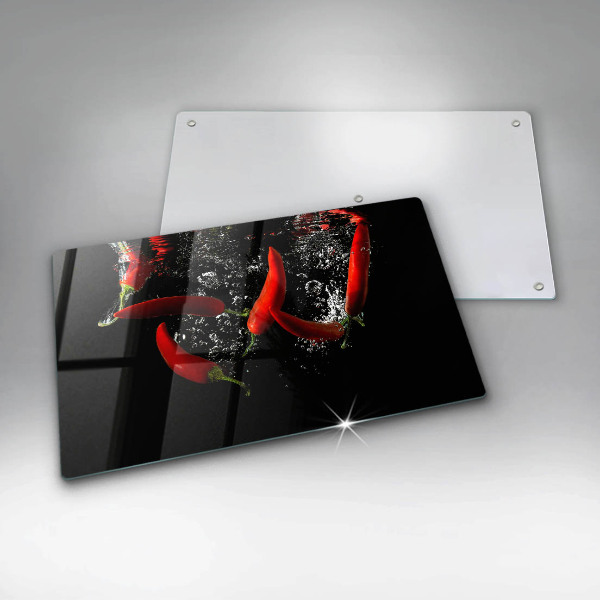 Üveg vágódeszka Chili paprika vízben