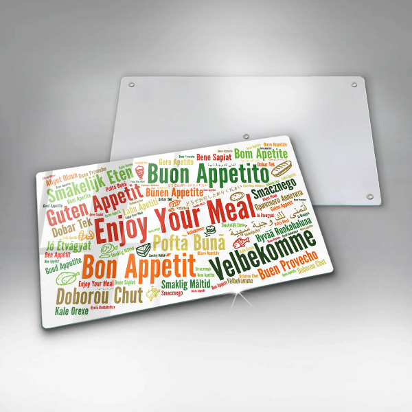 Üveg vágódeszka Feliratok Jó étvágyat nyelvek