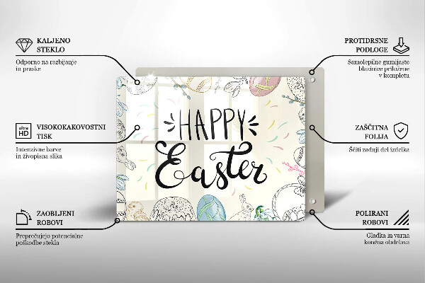 Üveg vágódeszka Happy Easter