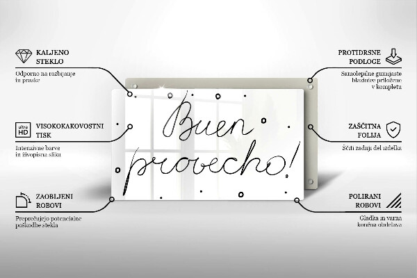 Üveg vágódeszka Buen provecho!