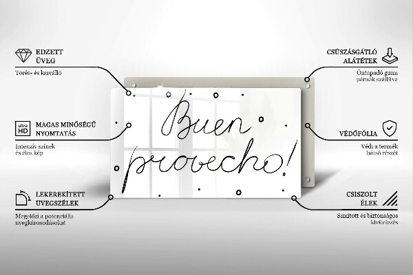 Üveg vágódeszka Buen provecho!