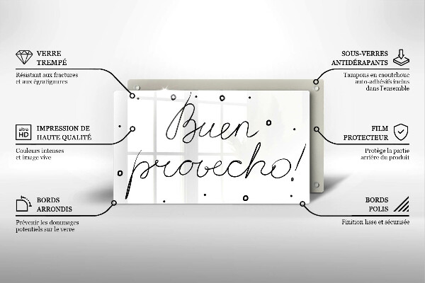 Üveg vágódeszka Buen provecho!