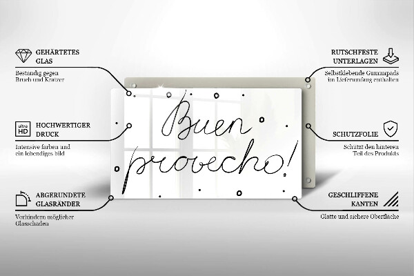 Üveg vágódeszka Buen provecho!