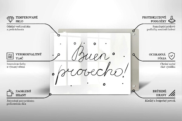 Üveg vágódeszka Buen provecho!