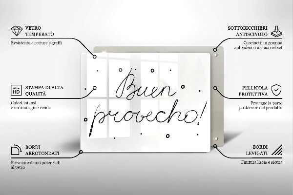 Üveg vágódeszka Buen provecho!