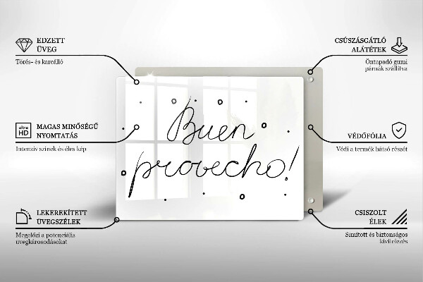 Üveg vágódeszka Buen provecho!