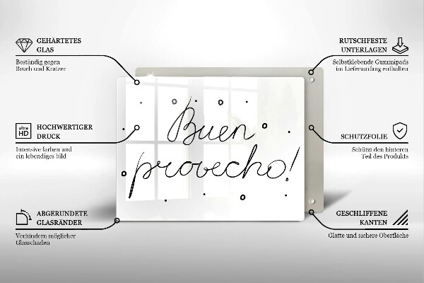 Üveg vágódeszka Buen provecho!
