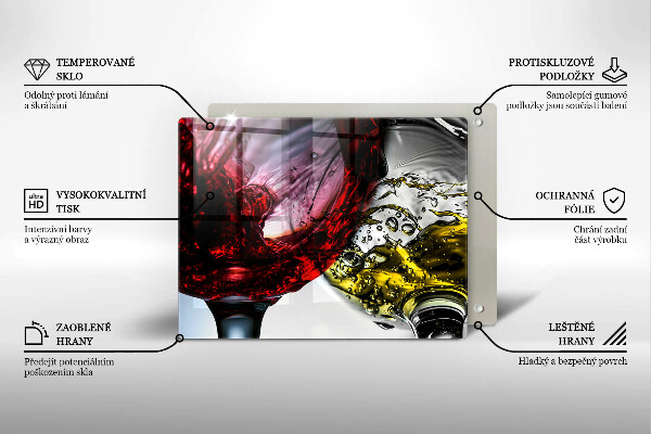 Üveg vágódeszka Pohár bor