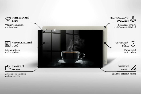 Üveg vágódeszka Forró csésze kávé