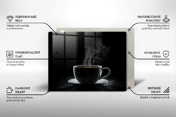 Üveg vágódeszka Forró csésze kávé