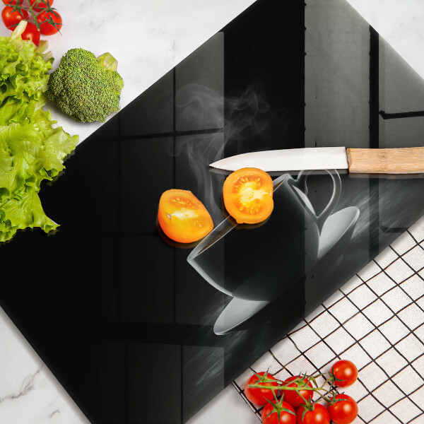 Üveg vágódeszka Forró csésze kávé