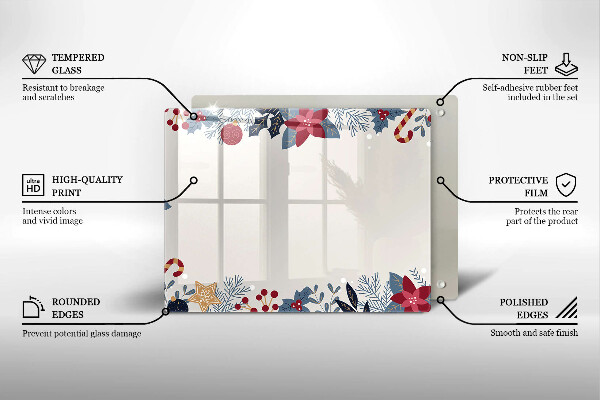 Üveg vágódeszka karácsonyi díszek