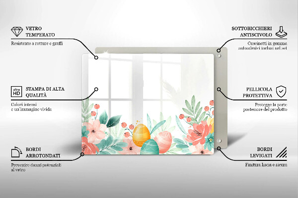 Üveg vágódeszka húsvéti tojás