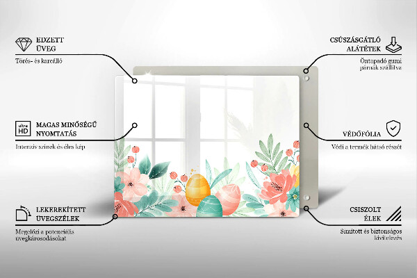 Üveg vágódeszka húsvéti tojás