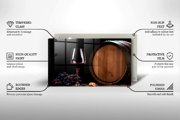 Üveg vágódeszka Hordós borospohár