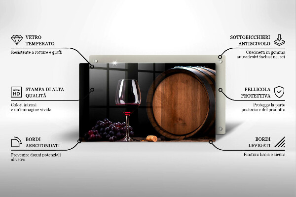 Üveg vágódeszka Hordós borospohár
