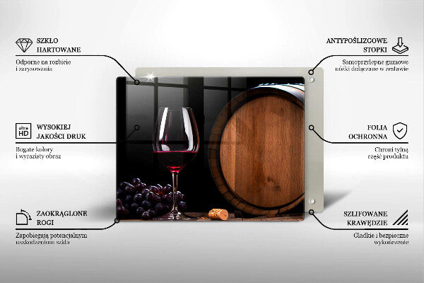 Üveg vágódeszka Hordós borospohár