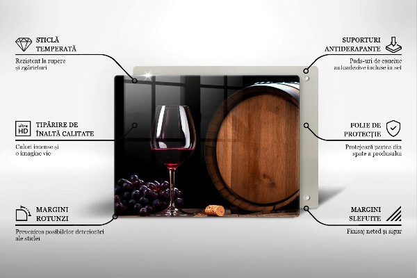 Üveg vágódeszka Hordós borospohár