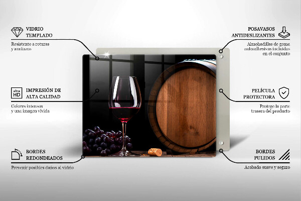 Üveg vágódeszka Hordós borospohár