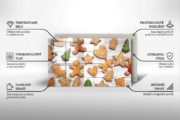 Üveg vágódeszka Karácsonyi mézeskalács