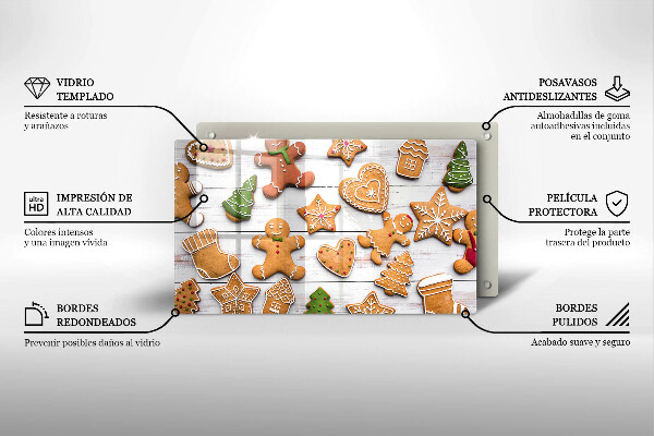 Üveg vágódeszka Karácsonyi mézeskalács