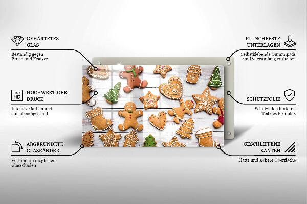 Üveg vágódeszka Karácsonyi mézeskalács