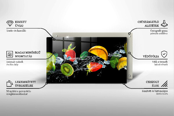 Üveg vágódeszka Gyümölcsök vízben