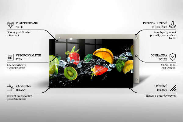 Üveg vágódeszka Gyümölcsök vízben