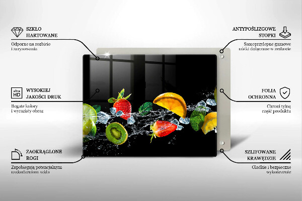 Üveg vágódeszka Gyümölcsök vízben