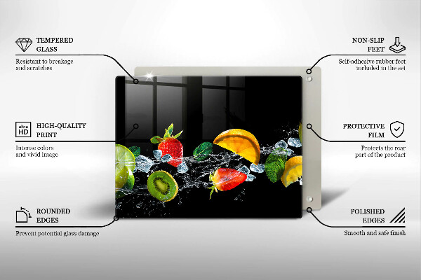 Üveg vágódeszka Gyümölcsök vízben