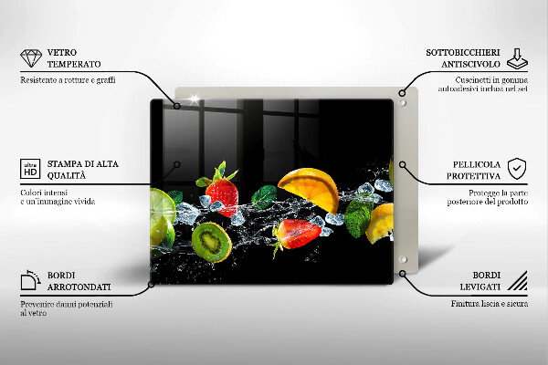 Üveg vágódeszka Gyümölcsök vízben